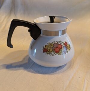 2/30$ Corningware White Spice Of Life Coffee Pot with Black Handle